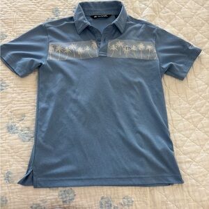 Travis Mathew Light Blue Polo with Palm Design